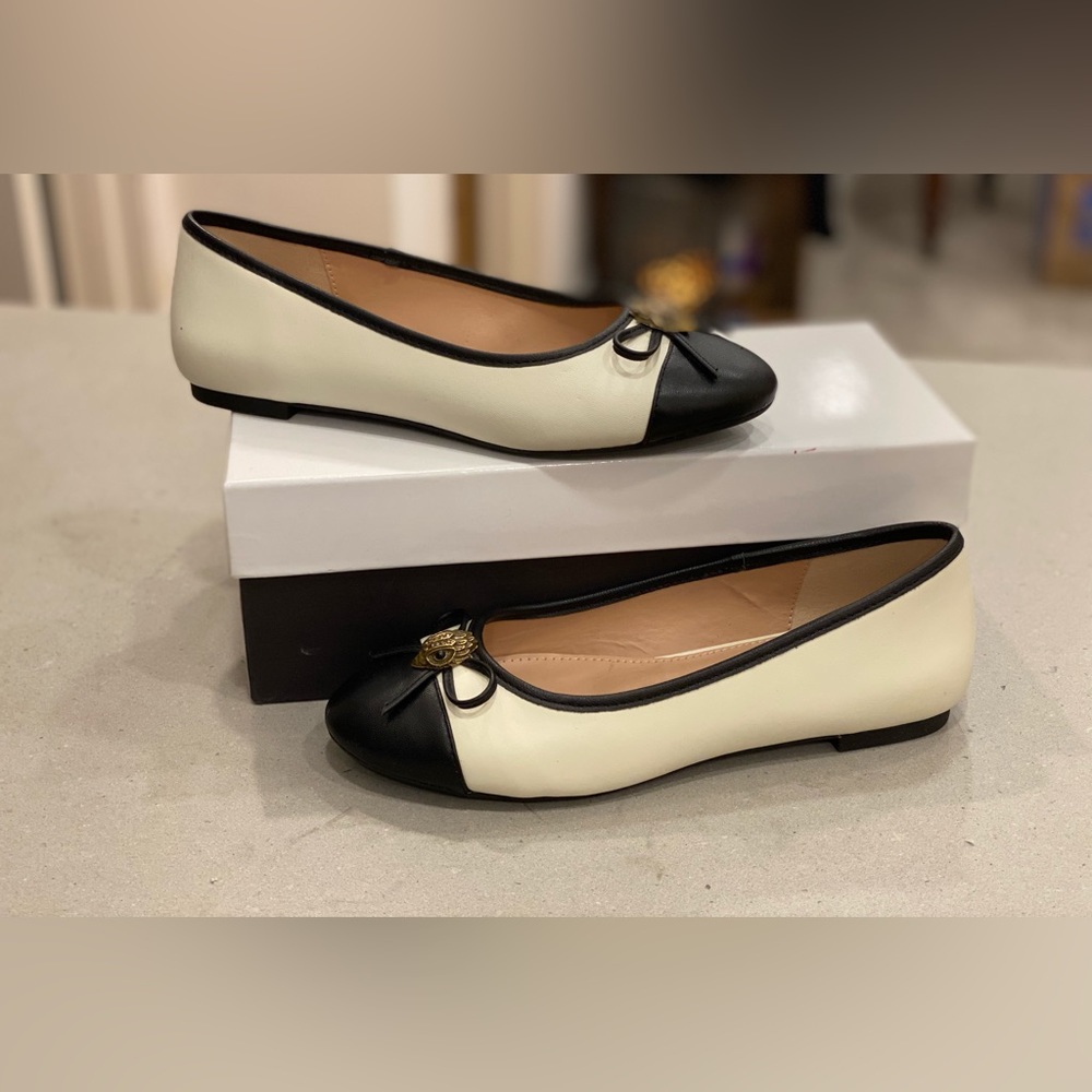 Flats black and cream size 38, Kurt Geiger, new with box